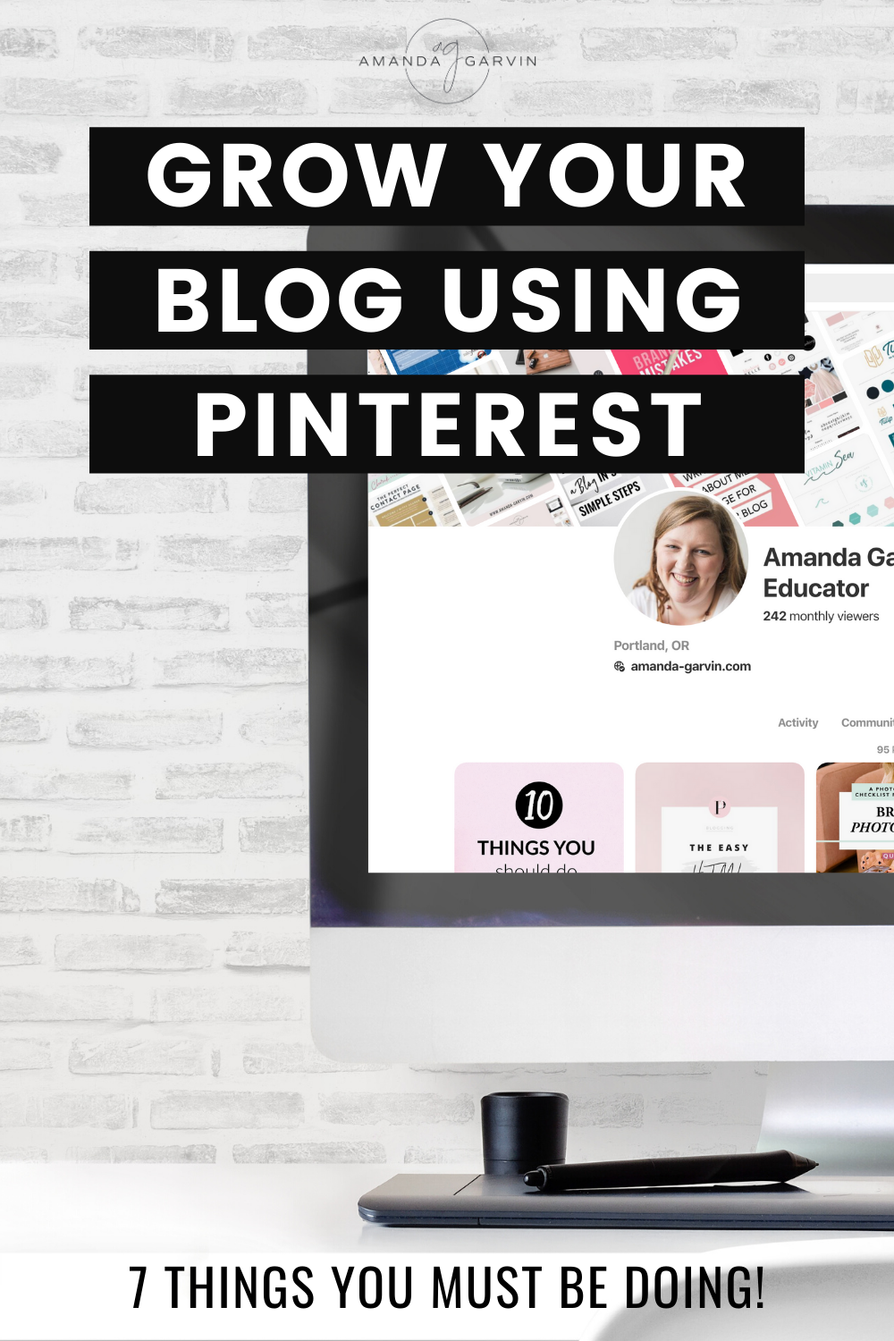 Pinterest is a crazy powerful tool every person with an online presence should be using to drive traffic to their site, increase sales, and reach more people. Check out this article on 7 tips to grow your blog using Pinterest.